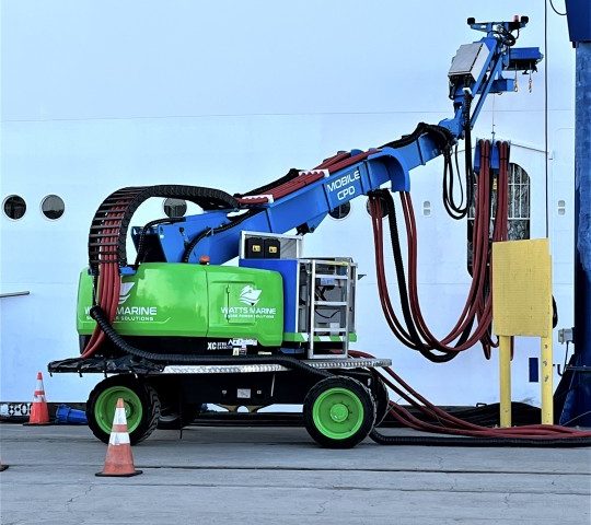 mobile cable positioning device, shoreside electricity